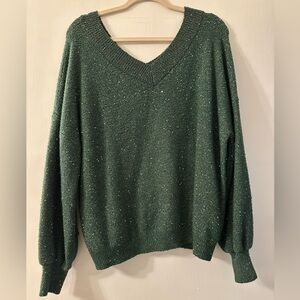 Listicle Green V-Neck Sweater